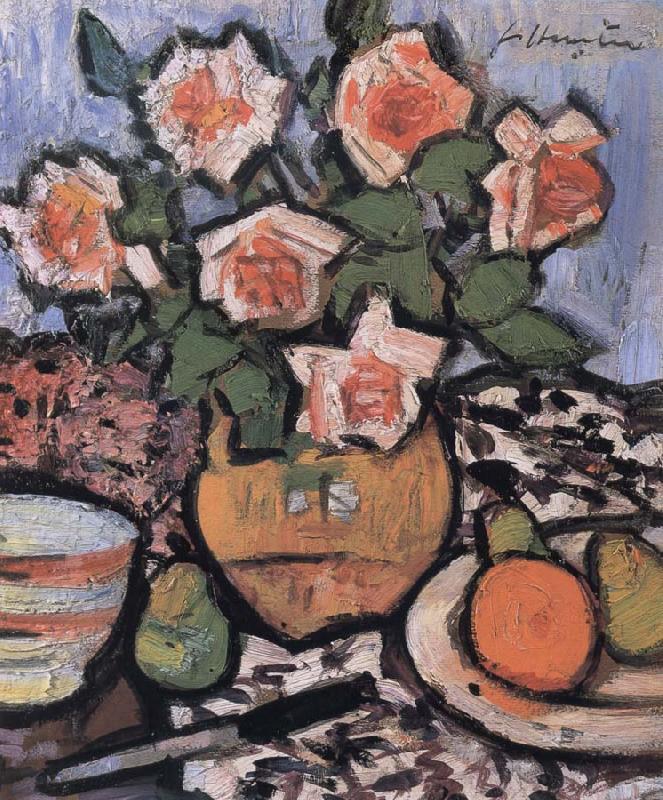 George Leslie Hunter Still Life with Roses,Fruit and Knife oil painting image